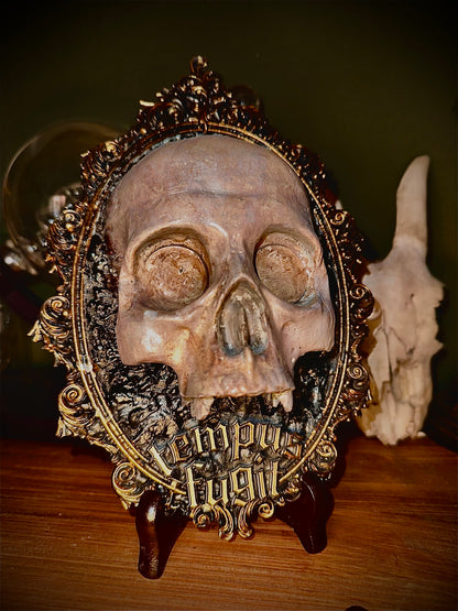 TEMPUS FUGIT - Cornice barocca con teschio in resina