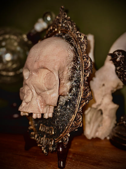 MEA CULPA - Cornice barocca con teschio in resina